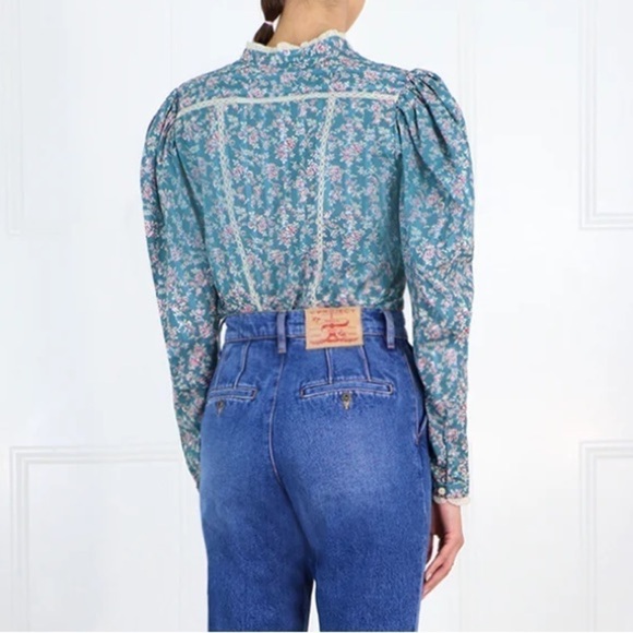 NWOT Isabel Marant Etoile Lace-Trimmed Long Sleeve Reafi Top - Picture 4 of 5